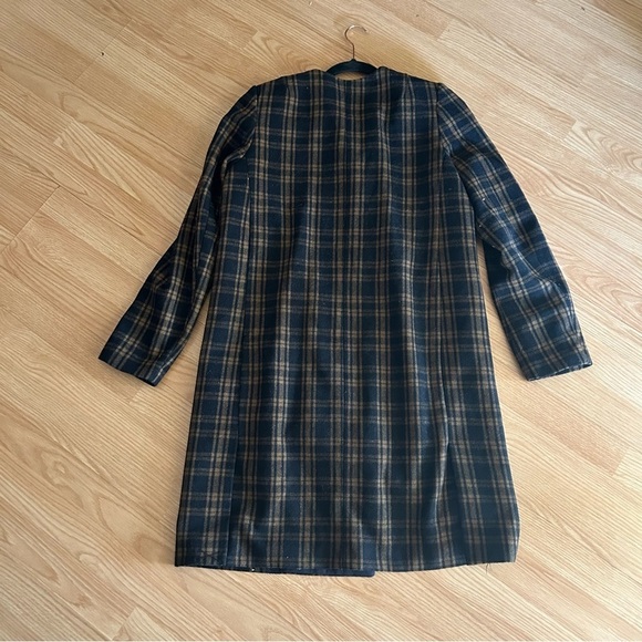 H&M Dark Brown Navy Plaid Wool Blend Coat Women’s 8 - Picture 10 of 10